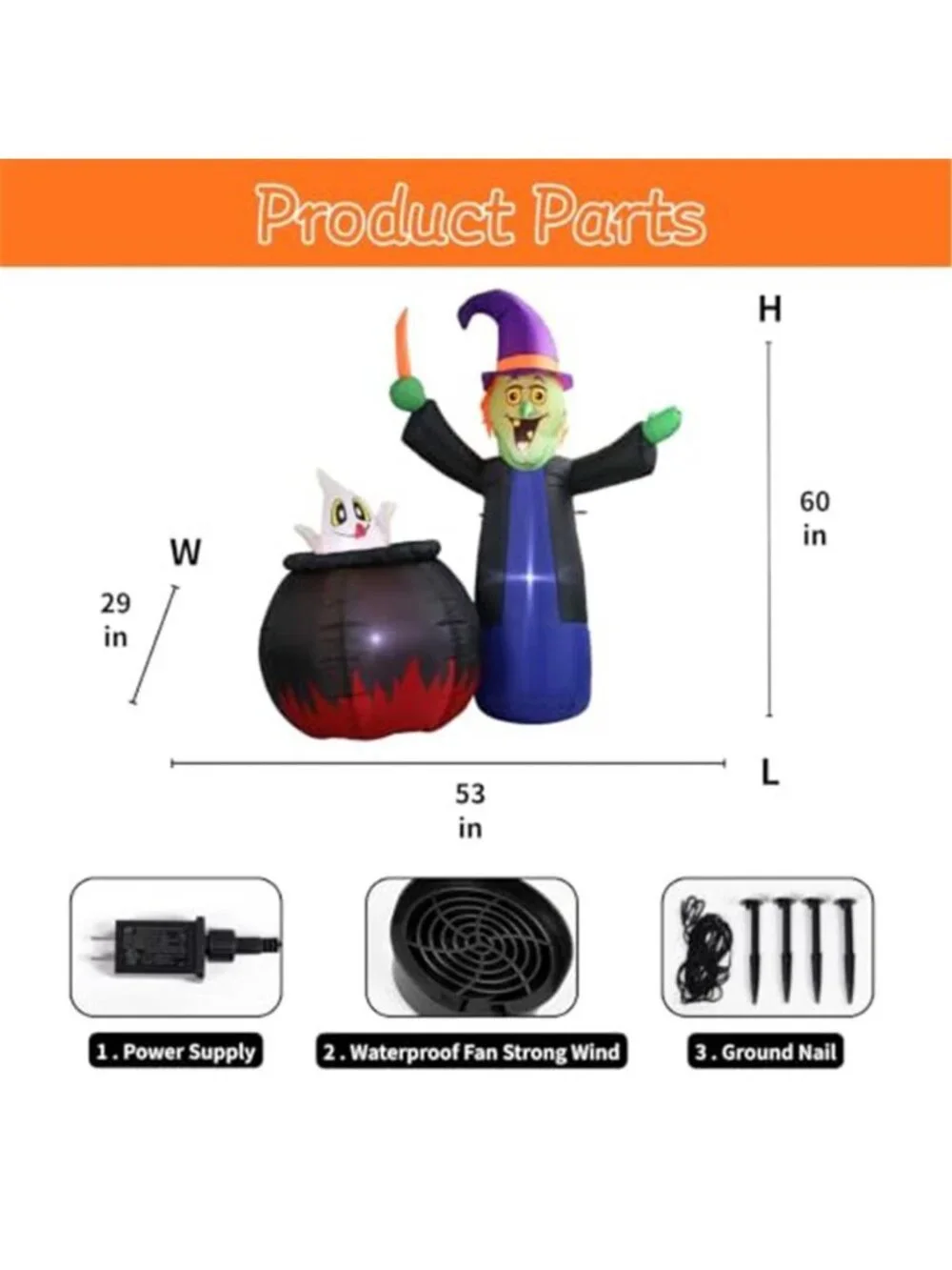 5 FT Pop Up and Down Halloween Inflatable Witch and Cauldron Outdoor Decor